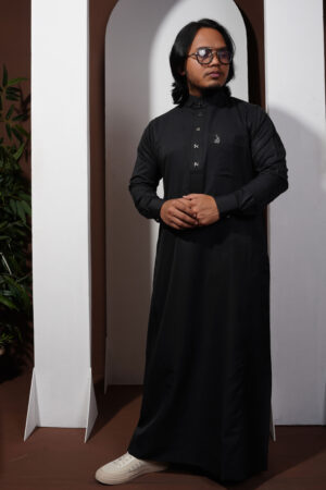 Rayaan Classic Shirt Collar Jubba Black