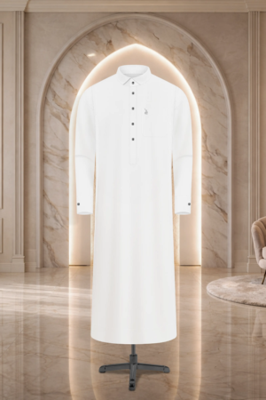 Rayaan Classic Shirt Collar Jubba White