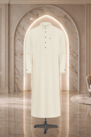Rayaan Classic Shirt Collar Jubba Cream